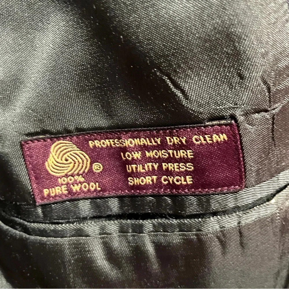 VTG, Jos. A. Bank wool suit coat, established 1905, gray pinstriped